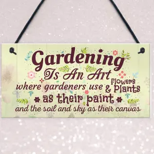 Red Ocean Gardening Is An Art Novelty Hanging Plaque SummerHouse Sign Garden Shed Friendship Gift