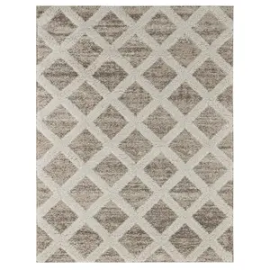 Diamond Shaggy Natural Modern Woven effect Medium Rug, (L)160cm x (W)120cm