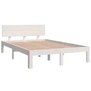 Berkfield Bed Frame White Solid Wood 120x190 cm Small Double