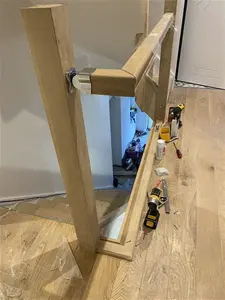 Solid Oak Full Glass Staircase Banister Set Up-To 2.4 With Landing Up