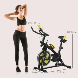 SPORTNOW Indoor Exercise Bike Stationary Bike for Home Gym Workout, Yellow