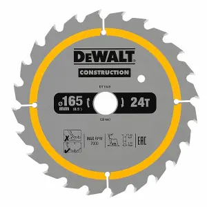 DEWALT DT90270 Construction Circular Saw Blade 2 Pack 165 x 20mm x 24T/36T