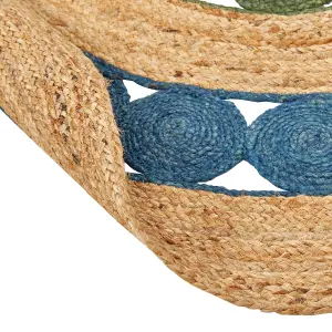 Round Jute Area Rug 140 cm Blue and Green HOVIT