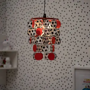 ValueLights Children's Red And White Football Bedroom/Nursery Ceiling Pendant Light Shade