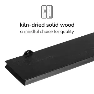 Hamish Wall Shelf Solid Wood Black Floating Shelf Living Bedroom Kitchen Wall Mounted Wooden Shelves - Small