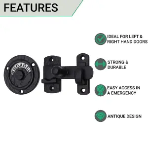 AFIT Black Toilet Bathroom Bolt Vacant Engaged Indicator Bolt 83mm