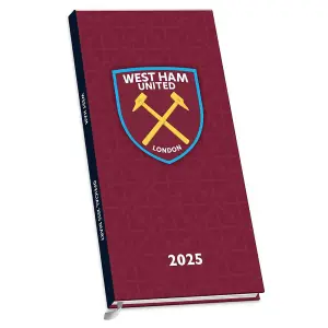 West Ham United FC 2025 Slim Diary Claret/Sky Blue/Yellow (One Size)