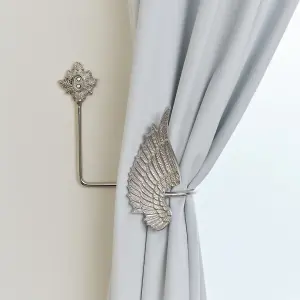 Melody Maison Pair of Silver Angel Wing Curtain Tie Backs