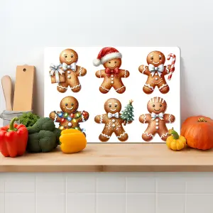 Textured Glass Chopping Board Gingerbread Design - Medium