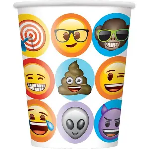 Unique Party Paper Emoji Celebration Party Cup (Pack of 8) White/Multicoloured (One Size)