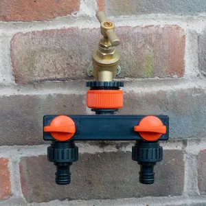 Premium outdoor garden watering tap 2 way splitter with flow boost valves