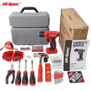 Red Cordless Drill Driver Set 8V Electric Screwdriver-With Battery-58 Pcs Kit