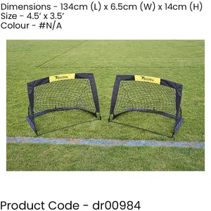 2 PACK - 4.5 x 3.5 Feet Fold Away Football Training Goal Portable Side Game Net