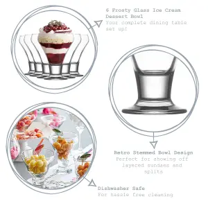 LAV - Frosty Glass Ice Cream Bowls - 9cm - Pack of 6