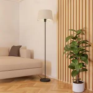 EGLO Febres White Fabric & Black Steel Traditional Floor Lamp