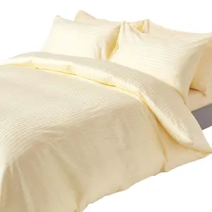 Homescapes Pastel Yellow Egyptian Cotton Duvet Cover and Pillowcases 330 TC, Double