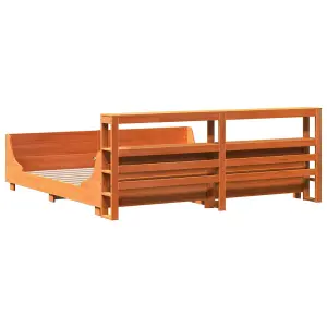 Berkfield Bed Frame without Mattress Wax Brown 180x200 cm Super King Solid Wood Pine