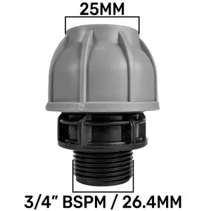 MDPE compression water pipe fittings/connectors,straight joiners (25mm-3/4" bsp male)