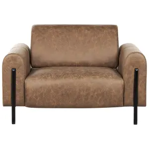 Beliani Modern Armchair ASKIM Fabric Brown