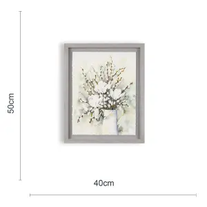 Laura Ashley Pussy Willow Floral Grey Framed print (H)50cm x (W)40cm