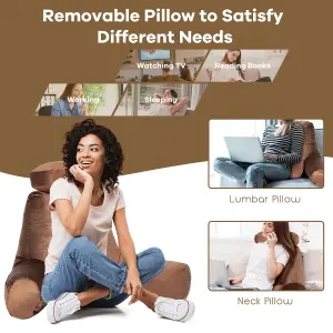 Costway Big Bed Rest Pillow Soft Back Support with Support Arms Relaxing Gaming Reading