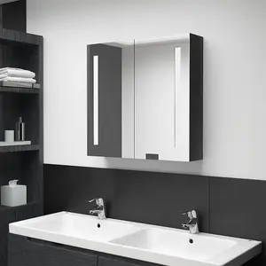 Berkfield LED Bathroom Mirror Cabinet Shining Black 62x14x60 cm