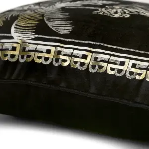 Tiger Tiger Opulent Foil Printed Luxury Black Velvet Filled Cushion