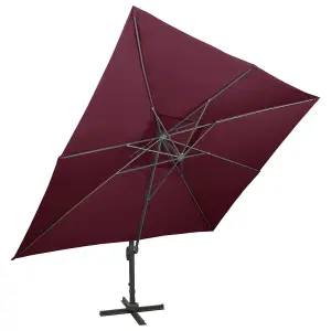 Berkfield Cantilever Umbrella with Double Top Bordeaux Red 400x300 cm