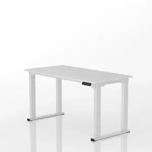 FlexiSpot Electrically Height-adjustable Desk 100kg Load Capacity with 140x70cm White Desktop White Desk Frame