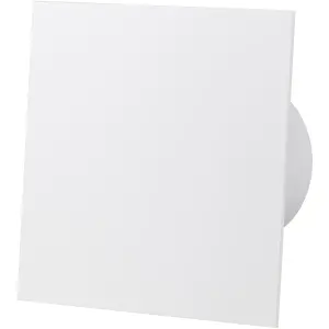 AirRoxy Shiny White Acrylic Glass Front Panel 100mm Timer Extractor Fan for Wall Ceiling Ventilation