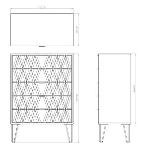 Cube Ready assembled Matt duck egg & white 5 Drawer Chest of drawers (H)1075mm (W)765mm (D)415mm