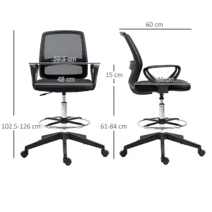 Vinsetto Draughtsman Chair Tall Office Chair with Adjustable Height