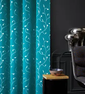 Home Curtains Victoria Metallic 108w x 72d" (274x183cm) Teal Eyelet Curtains (PAIR)