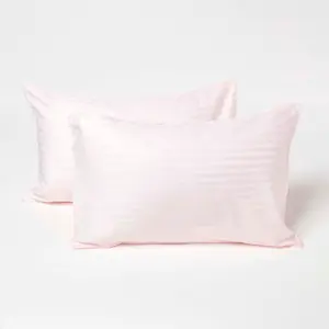 Homescapes Pink Cotton Stripe Kids Pillowcases 40 x 60 cm 330 Thread Count, 2 Pack