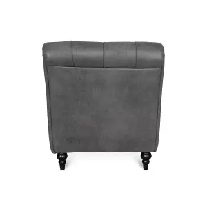 Chaise Lounge in Faux Leather Suede Grey Chesterfield