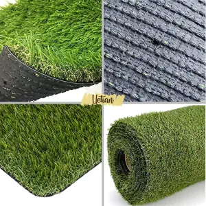 High Density Artificial Grass 25mm Pile Height, Natural Looking, Lawn Garden Fake Turf - 4m x 1m Green Roll