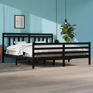 Berkfield Bed Frame Black Solid Wood 200x200 cm