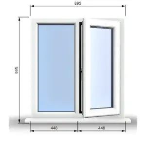 895mm (W) x 995mm (H) PVCu StormProof Casement Window - 1 RIGHT Opening Window -  Toughened Safety Glass - White