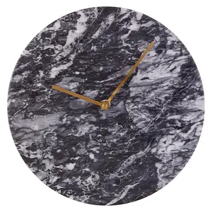 Interiors By Premier Contemporary Black Marble Wall Clock, Marble Constructed Large Wall Clock, Versatile Clock For Kitchen