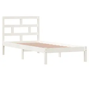 Berkfield Bed Frame White Solid Wood Pine 90x200 cm