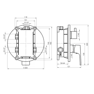 Hommix Rubineta Modena-2F Chrome Concealed & Wall Mounted Shower Set