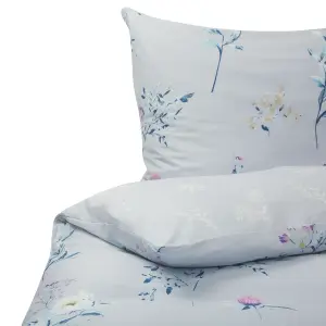 Duvet Cover Set EVERGREEN 135 x 200 cm Cotton Sateen Light Blue