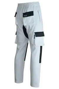 MS9 Mens Painters Fleece Decorators Combat Cargo Work Trousers Pants Joggers H10, White - XXL