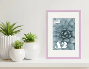 A2 Lilac Picture Frame With Mount for A3 (29.7 x 42cm - 11.7 x 16.5in) Poster, Photo, Artwork, or Print.