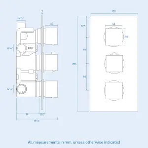 Olive Chrome Square 3 Way Concealed Thermostatic Shower Mixer Set - Shower Head, Handset & Bath Filler Spout