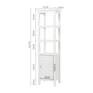 Freestanding Modern White Wooden Bathroom Cabinet H 151cm