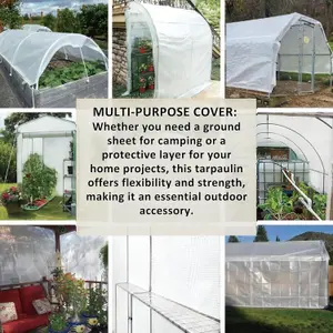 Clear Waterproof Tarpaulin Heavy Duty 100GSM Multi-Purpose Tarp - UV Protection Dust,Rain ,Snow Resistant -Transparent Cover 3mx3m