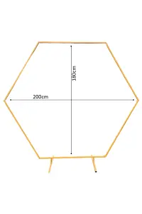 Hexagon Arch Stand Metal Backdrop Stand Garden Arbors - 6.5ft, Gold