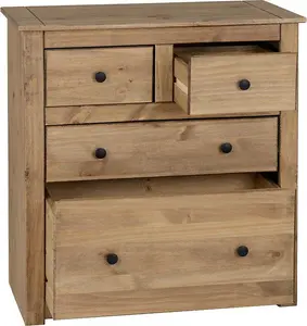 Panama 4 Drawer 2+2 Chest Of Drawers in Waxed Pine Finish