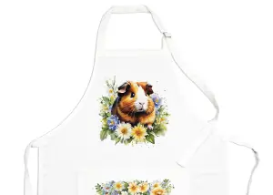 Purely Home Pet Animals & Flowers Guinea Pig Apron - Floral Gifts for Her - Cooking & Baking